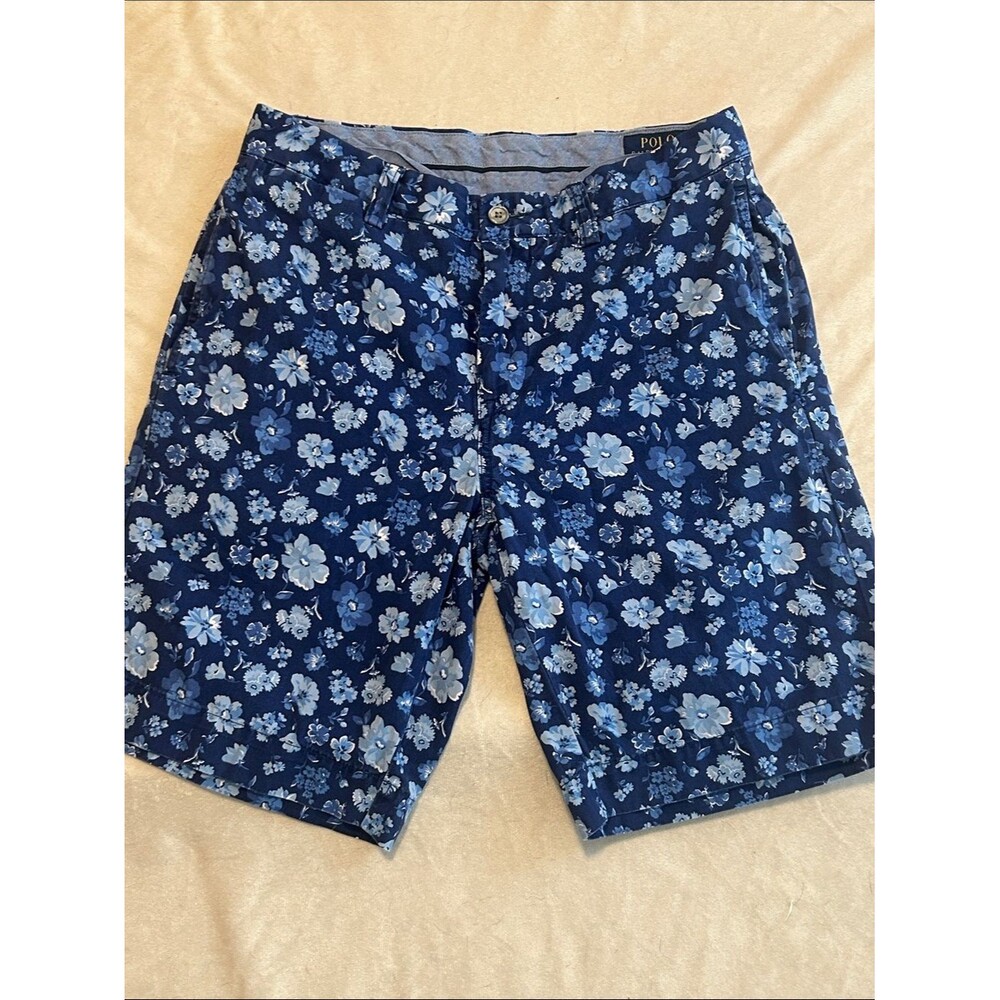 Polo Ralph Lauren Men Blue Floral Chino Shorts Size 30